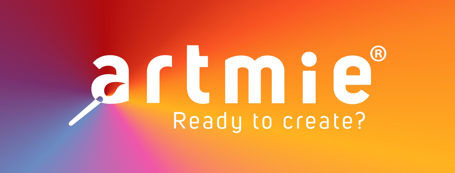 ARTMiE logo on the brand gradient with the line Ready to create?
